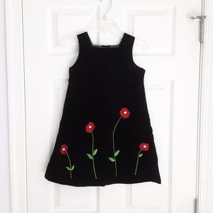 Black velvet girl's jumper with red flowers (6)